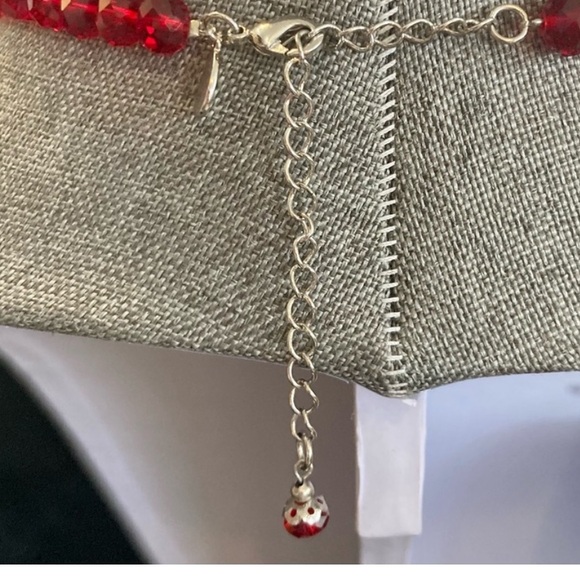 Vintage 2028 Dark Red Crystal with Rhinestones Necklace - Picture 3 of 8